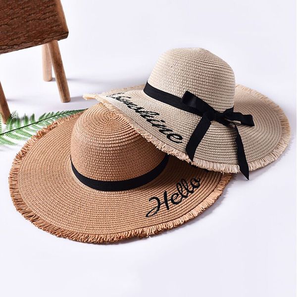 sun hats for women handmade weave letter embroidery black ribbon lace up large brim straw hat outdoor beach hat summer caps chap y, Blue;gray
sun hats for women handmade weave letter embroidery black ribbon lace up large brim straw hat outdoor beach hat summer caps chap y, Blue;gray