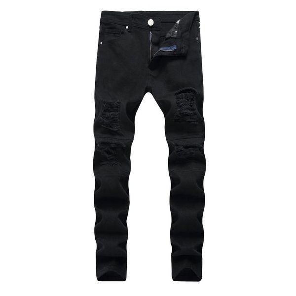 men's new elastic trousers zipper decoration jeans men's trendy trousers distressed biker jeans, Blue
men's new elastic trousers zipper decoration jeans men's trendy trousers distressed biker jeans, Blue