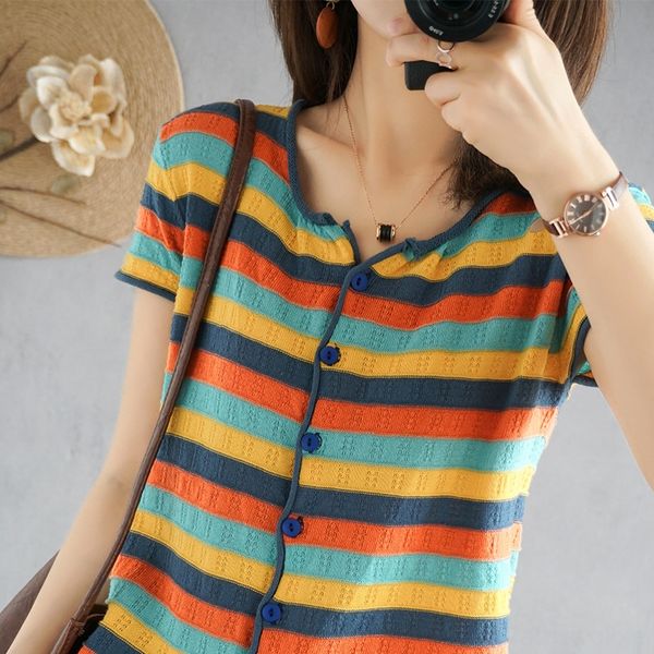 vbch9 knitted cardigan sleeve women's low round neck rainbow striped cotton t-shirt 2020 cotton t-shirt jacket short jacket short jacke, White
vbch9 knitted cardigan sleeve women's low round neck rainbow striped cotton t-shirt 2020 cotton t-shirt jacket short jacket short jacke, White