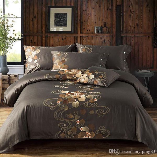 egyptian cotton oriental embroidery luxury bedding set king size brown bed set solid duvet cover bedsheet pillowcases parrure de lit
egyptian cotton oriental embroidery luxury bedding set king size brown bed set solid duvet cover bedsheet pillowcases parrure de lit