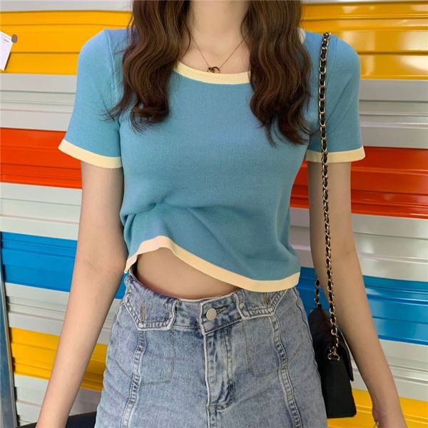 2020 летний контраст цвета трикотажных изделий top knitwearslim ice шелковый трикотаж с коротким рукавом женской тонкой ьт плотно короткими, White;black
2020 летний контраст цвета трикотажных изделий top knitwearslim ice шелковый трикотаж с коротким рукавом женской тонкой ьт плотно короткими, White;black