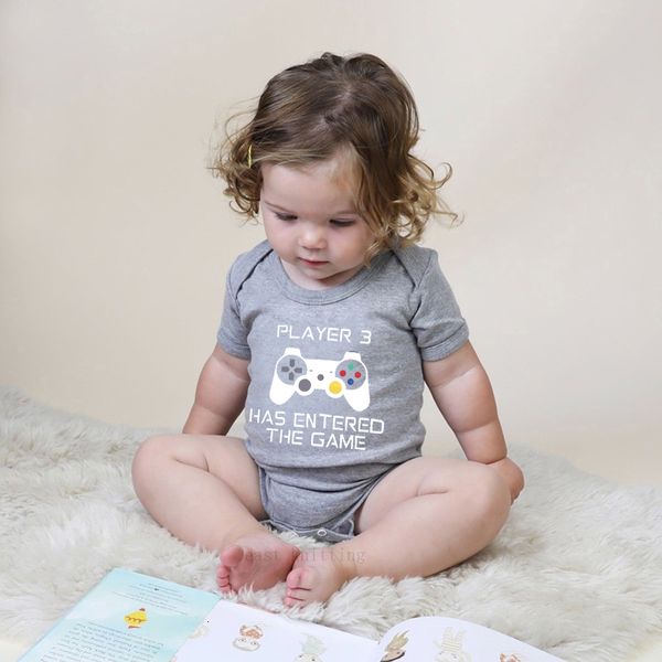 newborn baby boy girl bodysuit fun print player 3 has entered the game romper jumpsuit baby clothes, Blue
newborn baby boy girl bodysuit fun print player 3 has entered the game romper jumpsuit baby clothes, Blue