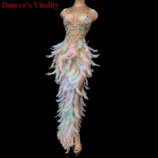 colored feathers long graduation dress birthday celebration dress women dancer exhibitor side slit with pearl 2020, Black;red
colored feathers long graduation dress birthday celebration dress women dancer exhibitor side slit with pearl 2020, Black;red