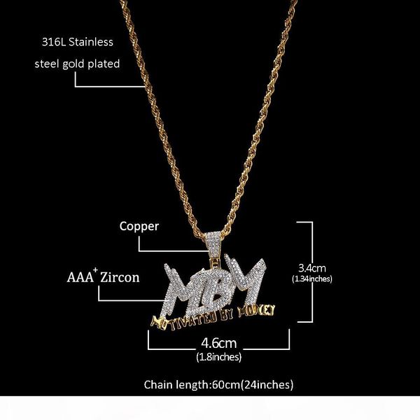 iced out micro pave mbm letters pendant necklace motivated by money gold color plated cubic zircon hip hop jewelry, Silver
iced out micro pave mbm letters pendant necklace motivated by money gold color plated cubic zircon hip hop jewelry, Silver
