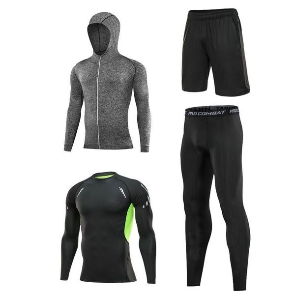 4 pcs/set men's tracksuit gym fitness leggings jacket sports suit running sportwear shorts pants exercise workout tights clothes, Gray
4 pcs/set men's tracksuit gym fitness leggings jacket sports suit running sportwear shorts pants exercise workout tights clothes, Gray