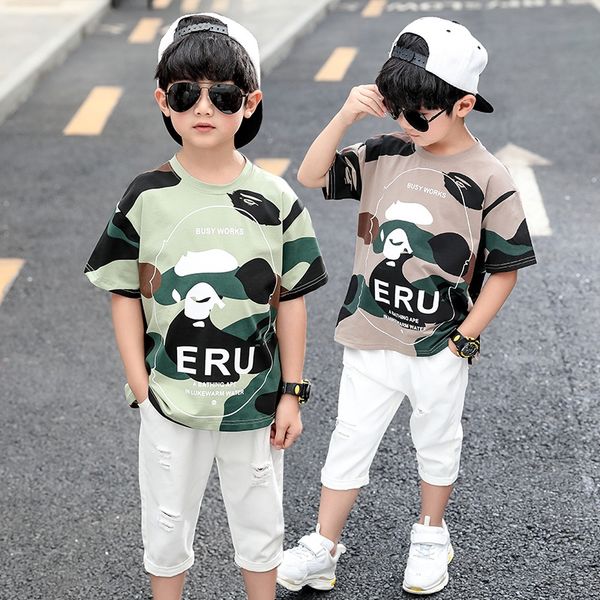 2020 new t-shirt children's clothing wear boys' casual short-sleeved flower camouflage t-shirt big children's pullover trick, Blue
2020 new t-shirt children's clothing wear boys' casual short-sleeved flower camouflage t-shirt big children's pullover trick, Blue