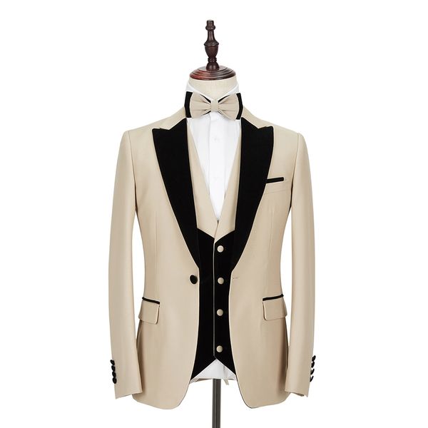 champagne new men suit costume 3 pieces velvet lapel slim fit shawl lapel wedding party groom tuxedo, Black
champagne new men suit costume 3 pieces velvet lapel slim fit shawl lapel wedding party groom tuxedo, Black
