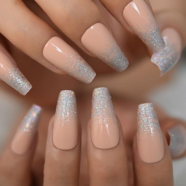 false nails nude pink ballerina faux ongles with glitter decorative silver long coffin custom style adhesive stickers, Red;gold
false nails nude pink ballerina faux ongles with glitter decorative silver long coffin custom style adhesive stickers, Red;gold