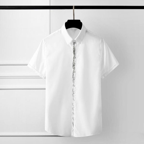 men's casual shirts cotton men shirt fashion placket embroidered with royal pattern mens dress short sleeve slim fit man -4xl, White;black
men's casual shirts cotton men shirt fashion placket embroidered with royal pattern mens dress short sleeve slim fit man -4xl, White;black