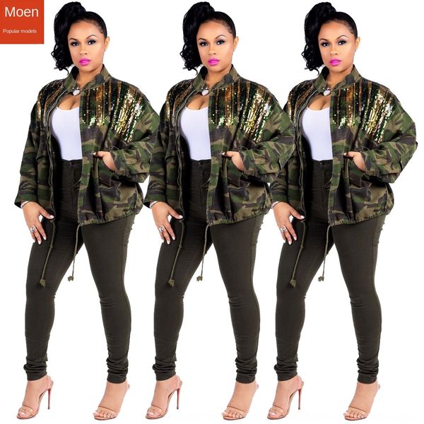 q160 women's camouflage denim stitching sequins all-match windbreaker coat trench coat women's clothing, Tan;black
q160 women's camouflage denim stitching sequins all-match windbreaker coat trench coat women's clothing, Tan;black