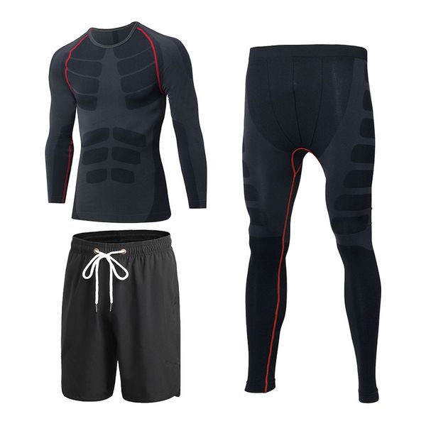 3 pieces mens running set fitness tight long sleeve t-shirt pant shorts mens sport suit quick dry gym black compression sets, White;red
3 pieces mens running set fitness tight long sleeve t-shirt pant shorts mens sport suit quick dry gym black compression sets, White;red