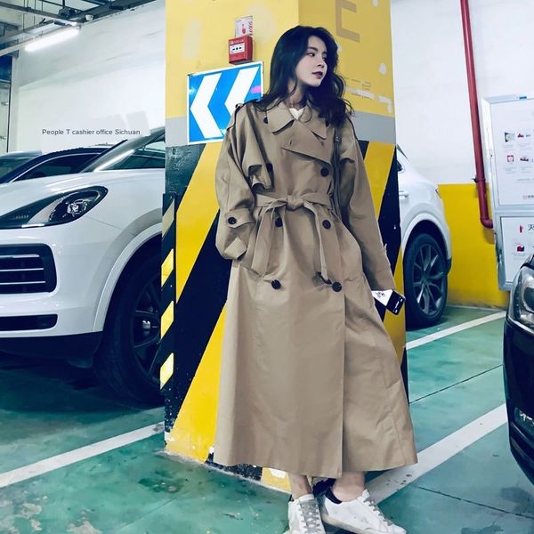 khaki trench women's mid-length 2019 spring and autumn new korean style loose temperament windbreaker coat over-the-knee coat, Tan;black
khaki trench women's mid-length 2019 spring and autumn new korean style loose temperament windbreaker coat over-the-knee coat, Tan;black