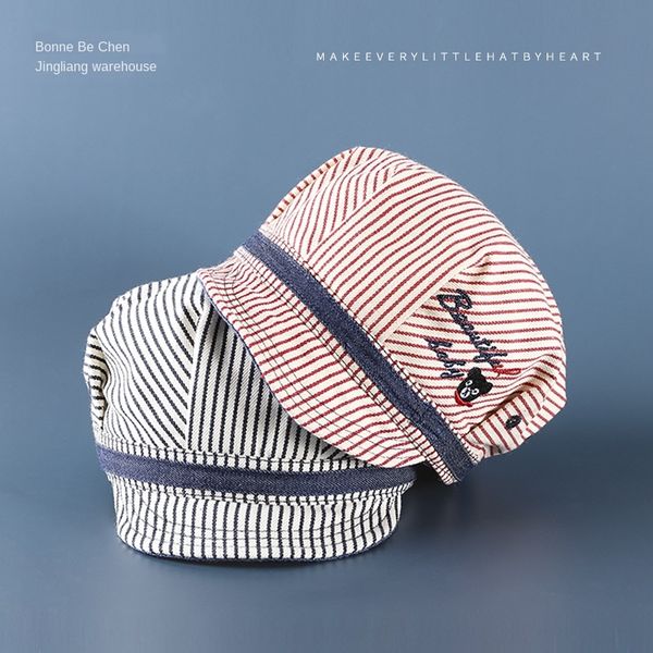 children's 2020 summer beret sun sun hat cotton embroidered bear beret korean striped sunshade baby hat, Blue;gray
children's 2020 summer beret sun sun hat cotton embroidered bear beret korean striped sunshade baby hat, Blue;gray