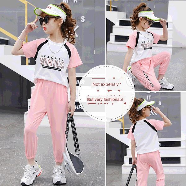 girls summer suit 2020 new style net red children's children's wear girls short-sleeved sports two-piece suit