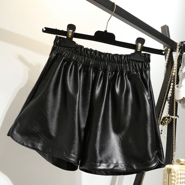 2020 new pu leather shorts women women's high waist black short pants with pockets loose casual boots shorts, White;black
2020 new pu leather shorts women women's high waist black short pants with pockets loose casual boots shorts, White;black