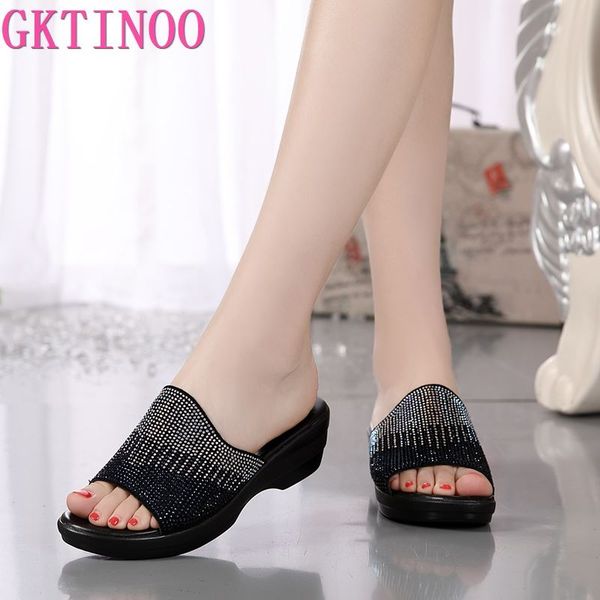 gktinoo slippers woman rhinestone genuine leather summer shoes fashion wedges heels sandals women's slides large size 41, Black
gktinoo slippers woman rhinestone genuine leather summer shoes fashion wedges heels sandals women's slides large size 41, Black