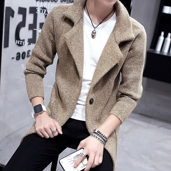2020 male medium-long trench male personality thickening wool woolen overcoat autumn and winter outerwear, Tan;black
2020 male medium-long trench male personality thickening wool woolen overcoat autumn and winter outerwear, Tan;black
