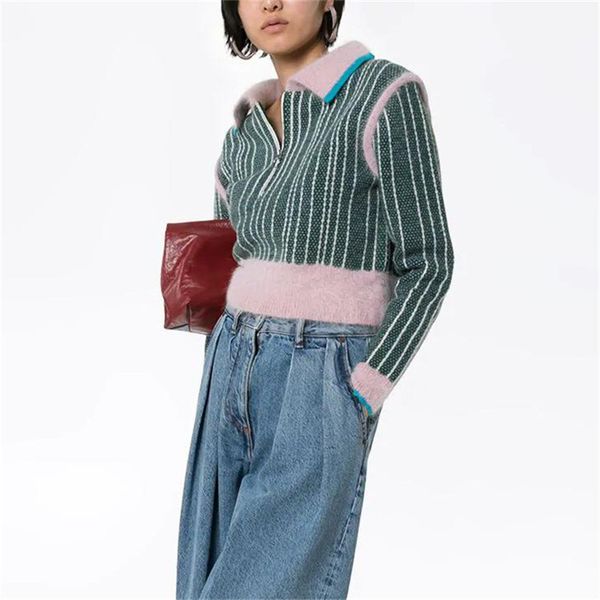 women's sweaters 2021 vintage green striped women and pullovers runway long sleeve female knitted sweater jumper fall winter clothes, White;black
women's sweaters 2021 vintage green striped women and pullovers runway long sleeve female knitted sweater jumper fall winter clothes, White;black