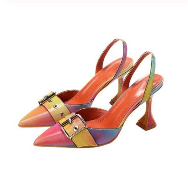 2020 new buckle strap mules summer women pumps shoes spike high heels pointed toe rainbow dress shoes size 41 42, Black
2020 new buckle strap mules summer women pumps shoes spike high heels pointed toe rainbow dress shoes size 41 42, Black