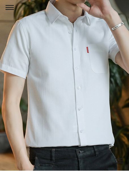 new style summer men's short-sleeved shirt men's shirt korean slim young solid color shirt large size, White;black
new style summer men's short-sleeved shirt men's shirt korean slim young solid color shirt large size, White;black