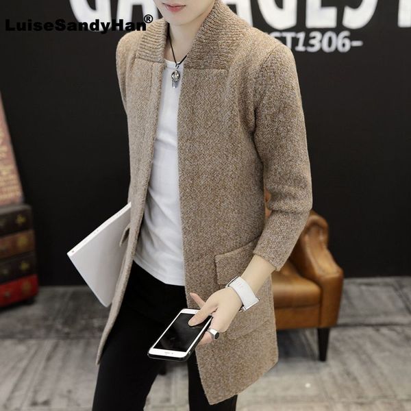men's sweaters stand collar loose knit cardigan sweater man long-sleeved solid color pocket decoration stitching mid-length spring, White;black
men's sweaters stand collar loose knit cardigan sweater man long-sleeved solid color pocket decoration stitching mid-length spring, White;black
