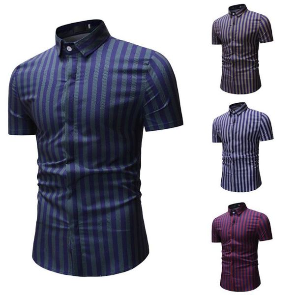 zacoo men new striped casual cotton blend short sleeve shirt, White;black