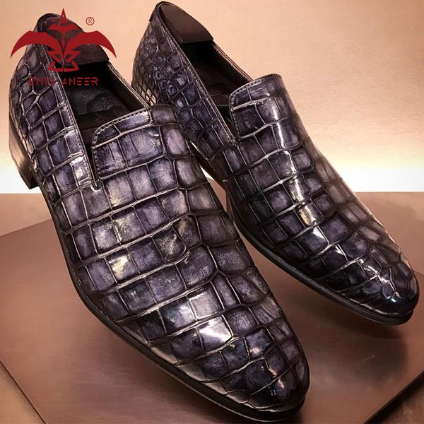handmade ur shoes 100% genuine crocodile leather mens loafer shoes in patina grey blue red orange color, Black
handmade ur shoes 100% genuine crocodile leather mens loafer shoes in patina grey blue red orange color, Black