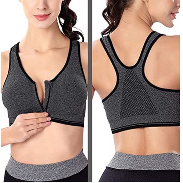 gym clothing sports bra for women zip front wireless with removable pads yoga workout fitness, White;black
gym clothing sports bra for women zip front wireless with removable pads yoga workout fitness, White;black
