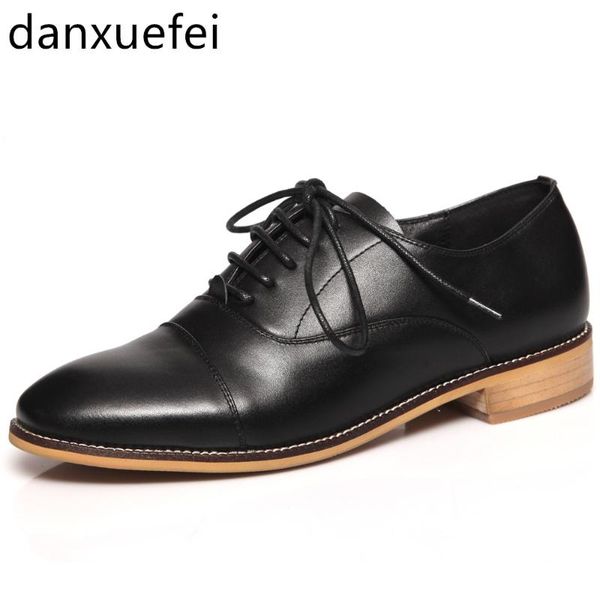 women's genuine leather lace-up flats oxfords leisure soft comfortable female british style casual footwear brogues shoes women, Black
women's genuine leather lace-up flats oxfords leisure soft comfortable female british style casual footwear brogues shoes women, Black