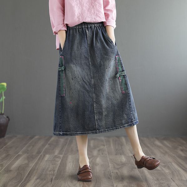 large size skirt women retro elastic waist loose all-match denim skirt ladies 2020 new casual spliced button summer autumn, Black
large size skirt women retro elastic waist loose all-match denim skirt ladies 2020 new casual spliced button summer autumn, Black