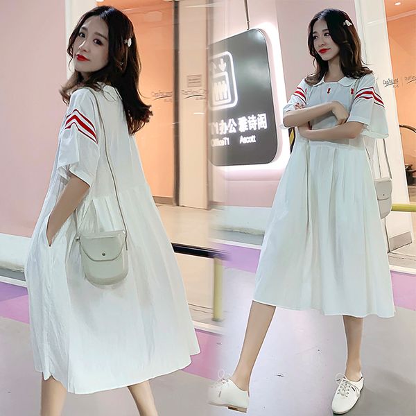 1056# maternity dress summer short sleeve easy matching loose stylish a line dress for pregnant women mom, White
1056# maternity dress summer short sleeve easy matching loose stylish a line dress for pregnant women mom, White