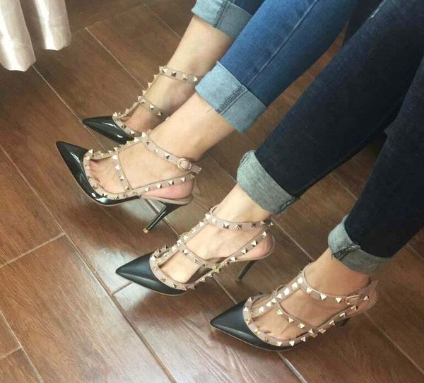 designer pointed toe 2-strap with studs high heels patent leather rivets sandals women studded strappy dress shoes valentine high heel cs07, Black
designer pointed toe 2-strap with studs high heels patent leather rivets sandals women studded strappy dress shoes valentine high heel cs07, Black