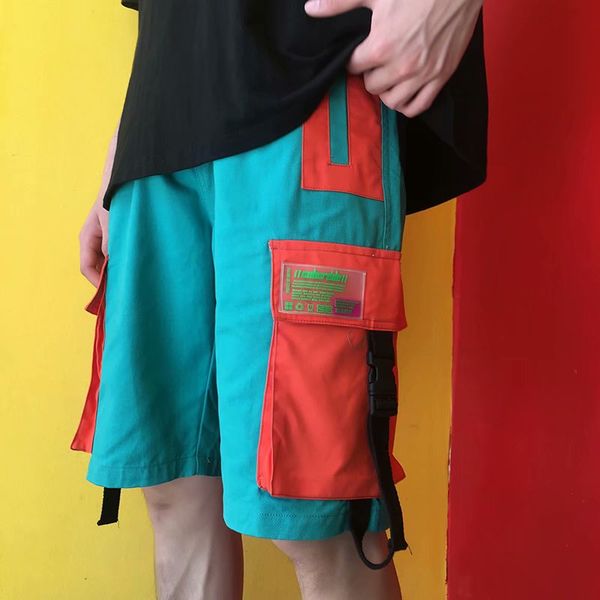 summer japanese color matching functional wind overalls men's shorts loose straight street fashion personality five-point pants, White;black
summer japanese color matching functional wind overalls men's shorts loose straight street fashion personality five-point pants, White;black
