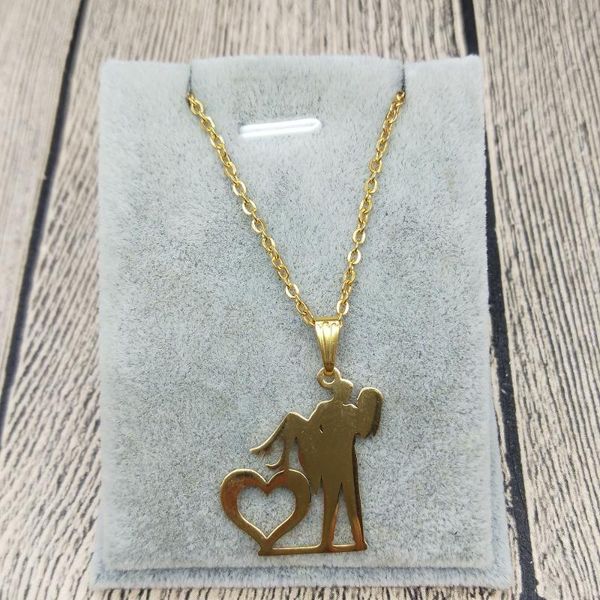 new family necklace stainless steel lovers couple pendant necklace heart figure jewellery, Silver
new family necklace stainless steel lovers couple pendant necklace heart figure jewellery, Silver