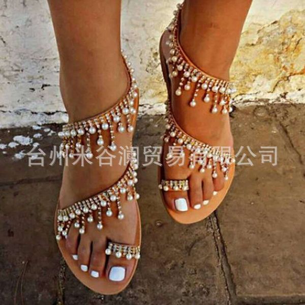 summer 2020 wish new handmade beaded european and american fashion women's flat sole 34-43 large sandals, Black
summer 2020 wish new handmade beaded european and american fashion women's flat sole 34-43 large sandals, Black