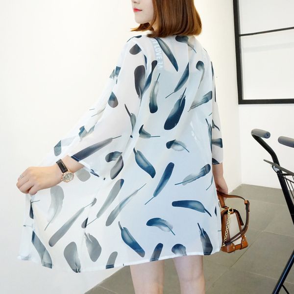 summer print chiffon long cuver up blouse 3 4 sleeve kimono cardigan blusas open stitch casual loose blouse shirts, White
summer print chiffon long cuver up blouse 3 4 sleeve kimono cardigan blusas open stitch casual loose blouse shirts, White