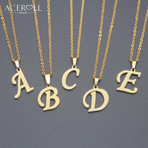 aceroll initial letter necklace - stainless steel fashion small alphabet name pendant necklace in gold color, Silver
aceroll initial letter necklace - stainless steel fashion small alphabet name pendant necklace in gold color, Silver