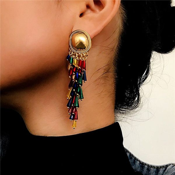 new fashion colorful crystal beads tassel dangle earrings for women gold plated round drop earring xmas gifts xr, Silver
new fashion colorful crystal beads tassel dangle earrings for women gold plated round drop earring xmas gifts xr, Silver