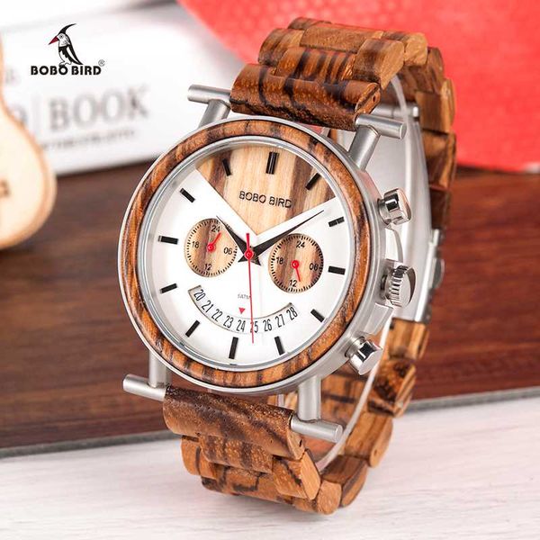 bobo bird wooden men watch stainless steel waterproof wristwatch with date and multiple time zone reloj hombre men's gift w-r06, Slivery;brown
bobo bird wooden men watch stainless steel waterproof wristwatch with date and multiple time zone reloj hombre men's gift w-r06, Slivery;brown