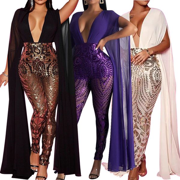 2020 european and american fashion casual jumpsuit rompers v-neck sequined long jumpsuit, Black;white
2020 european and american fashion casual jumpsuit rompers v-neck sequined long jumpsuit, Black;white