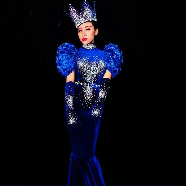 new fashion rhinestones blue dress long tail outfit nightclub bar female singer show birthday party celebrate stage costume, Black;red
new fashion rhinestones blue dress long tail outfit nightclub bar female singer show birthday party celebrate stage costume, Black;red