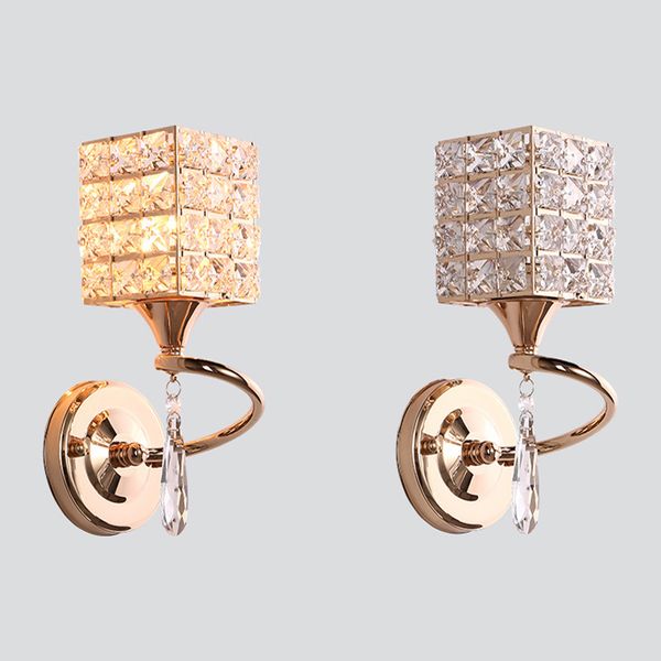 new design cylindrical square style crystal lampshade wall lamp european minimalist sliver/gold single head art e27 wall light
new design cylindrical square style crystal lampshade wall lamp european minimalist sliver/gold single head art e27 wall light