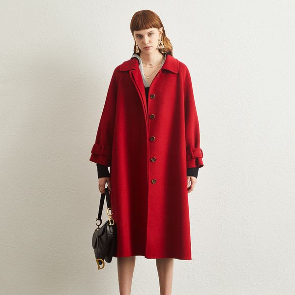 women's wool & blends long 100% coat double sided cashmere 2021 winter high-end red wedding woolen loose large size, Black
women's wool & blends long 100% coat double sided cashmere 2021 winter high-end red wedding woolen loose large size, Black