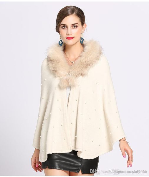 selling ladies winter new knit fashion wool artificial fox fur collar shawl cape ladie winter warm fashion shawl trend wild cloak, Black
selling ladies winter new knit fashion wool artificial fox fur collar shawl cape ladie winter warm fashion shawl trend wild cloak, Black
