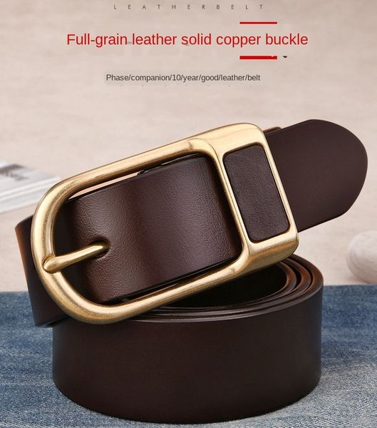 men's belt pin women's leather layer cowhide copper buckle pin buckle fashion all-match gift box belt, Black;brown
men's belt pin women's leather layer cowhide copper buckle pin buckle fashion all-match gift box belt, Black;brown