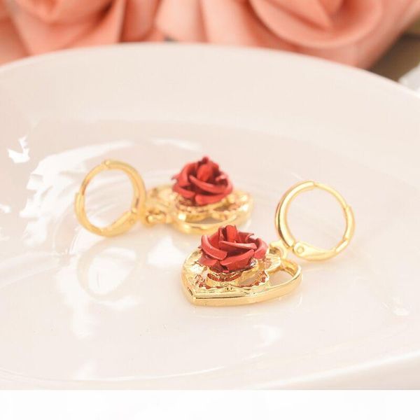new arrival 18 k yellow gold filled stud earring with red rose flower heart design, Silver
new arrival 18 k yellow gold filled stud earring with red rose flower heart design, Silver