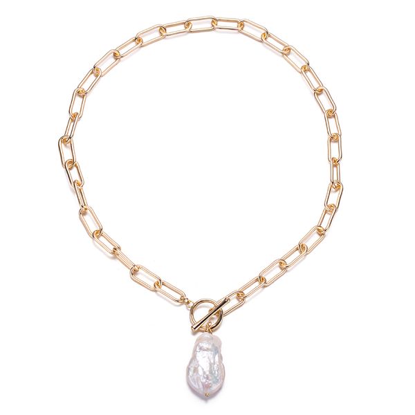 pearl pendant necklace punk big bead long golden chain necklaces baroque style for women wedding gift, Silver
pearl pendant necklace punk big bead long golden chain necklaces baroque style for women wedding gift, Silver