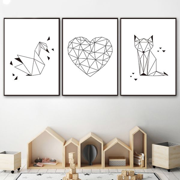 cartoon geometric animal canvas painting black and white nordic poster swan wall pictures for kids room baby room decor unframed
cartoon geometric animal canvas painting black and white nordic poster swan wall pictures for kids room baby room decor unframed