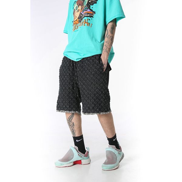 original hole denim shorts men's high street rough loose drawstring harajuku five-point pants wide leg drawstring jeans shorts, White;black
original hole denim shorts men's high street rough loose drawstring harajuku five-point pants wide leg drawstring jeans shorts, White;black