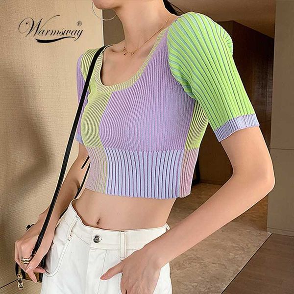 women's contrast color o-neck knitting short sleeve sweaters 2020 spring slim short pullovers b-021, White
women's contrast color o-neck knitting short sleeve sweaters 2020 spring slim short pullovers b-021, White